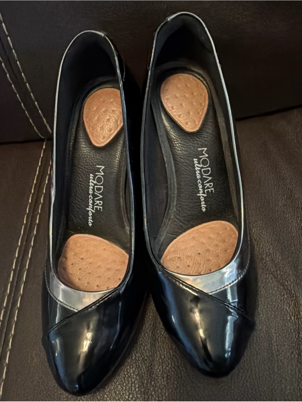 Modare Black Ultra Conforto Pointed-Toe Heel Shoes Size 7
